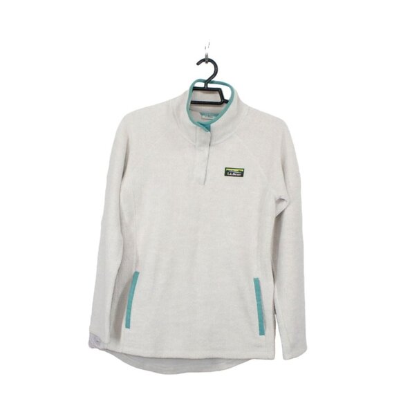 LL Bean Women's Tumbled Plush Sherpa Fleece Quarter-Snap Sweatshirt Size XS - Picture 1 of 11